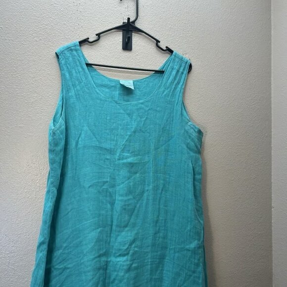 Click Color Me Cotton Lagenlook Minimalist Lightweight Blue MIDI Maxi Dress XL - Picture 3 of 4